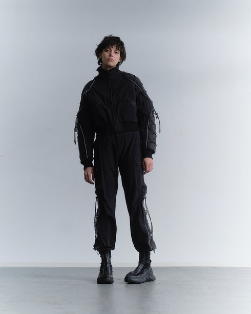 CODE MAZE ECO FABRIC BOMBER JACKET -BLACK (BAMBOO CHARCOAL)-